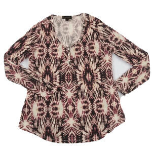 Jeans by Buffalo Women's Scoop Neck Abstract Henley Blouse Shirt M